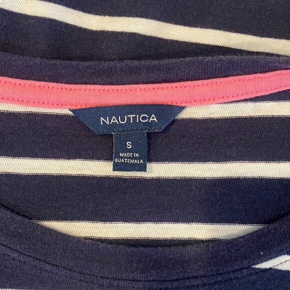 Nautica Women's Crew Neck Short Sleeve Tee S Navy Blue & White Cotton #223M - Picture 6 of 7